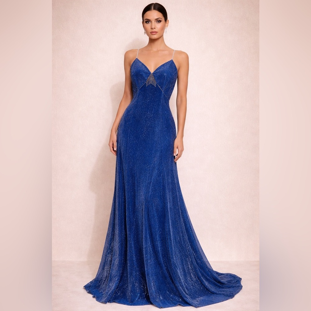 VTG Alfred Angelo Royal Blue Union Made Maxi Dress Mermaidcore Fairycore